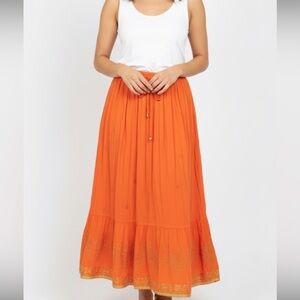 For The Republic NWOT Vibrant Orange Boho Maxi Skirt